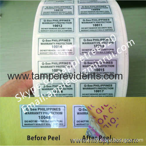 Silver Void Sticker With Gloss Lamination,warranty Void Sticker With Serial Number,tamper Evident Warranty Sticker